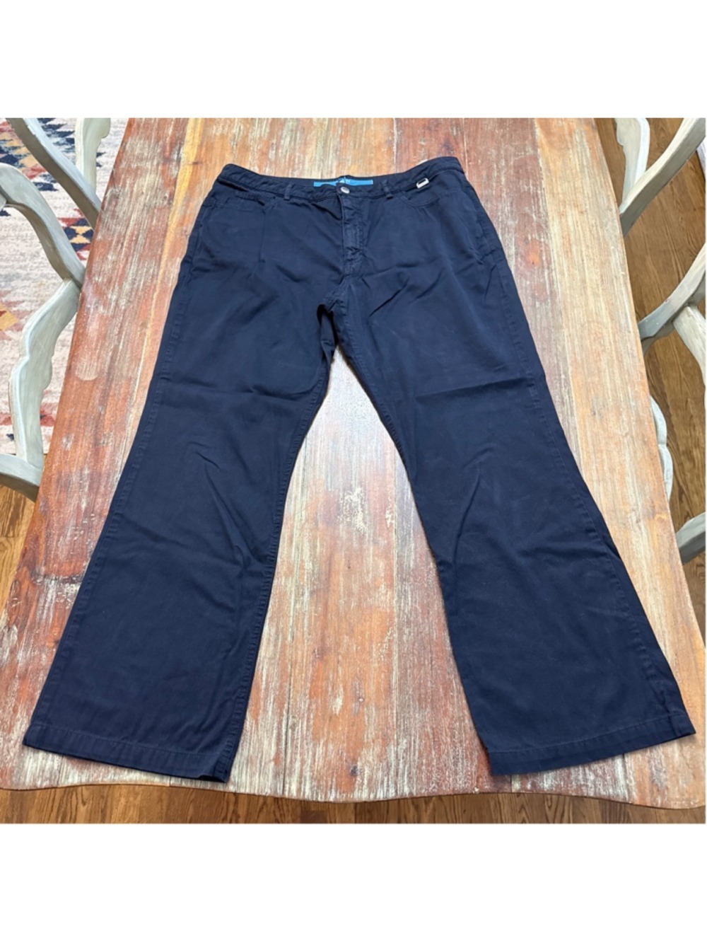 Escada Sport Kate Wide Leg Trousers 100% Cotton Navy Chinos Size 44 Designer